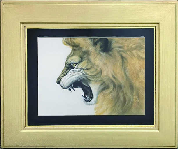中川槙 獅子 F4 絵画 迫力のある獅子